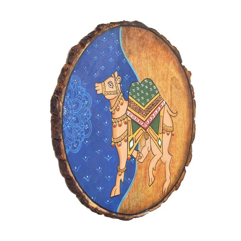 Neel Camel Pichwai Handpainted Wall Plate media 4