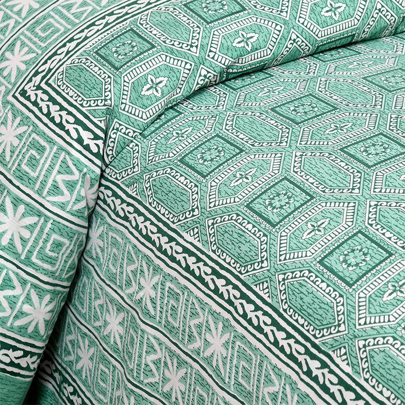 Shara Ethnic Cotton Bedsheet (Green) - 180 TC media 3