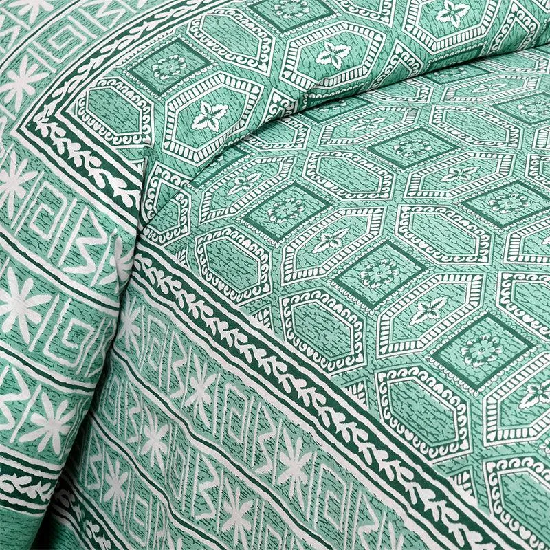 Shara Ethnic Cotton Bedsheet (Green) - 180 TC media 3