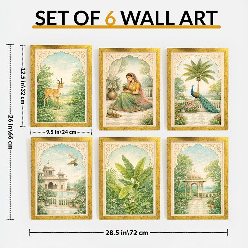 Elysian Paper Wall Painting With Frame - Set Of Six media 10