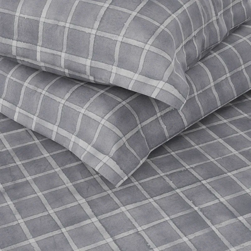 Nautica Lattice Haven Geometric Cotton Bedsheet (Grey) - 160 TC media 5
