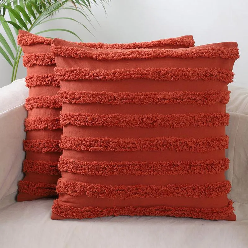 Seshat Tufted Cotton Cushion Cover (Red) - Set Of Two media 2