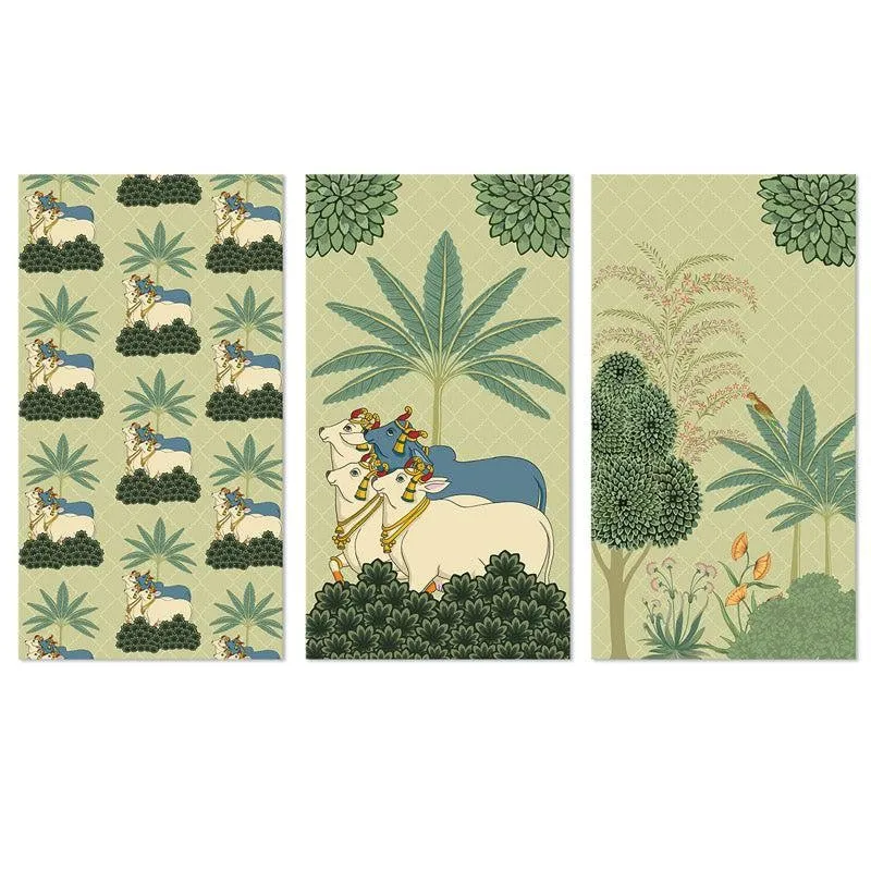 Emerald Pichwai Wall Art - Set Of Three media 7