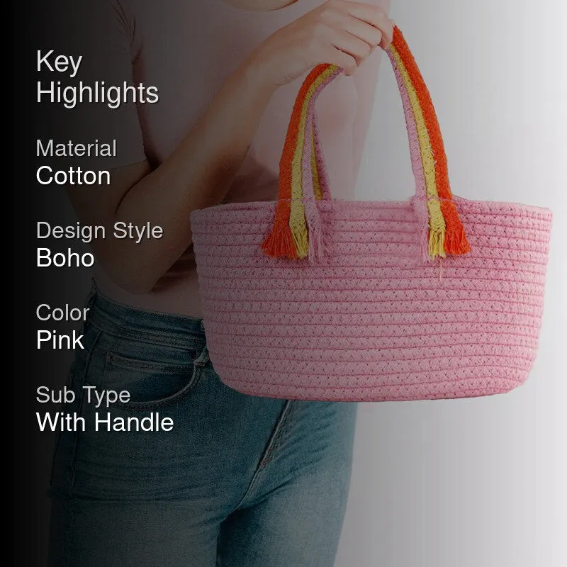 Tidy Twist Cotton Storage Basket Pink media 2