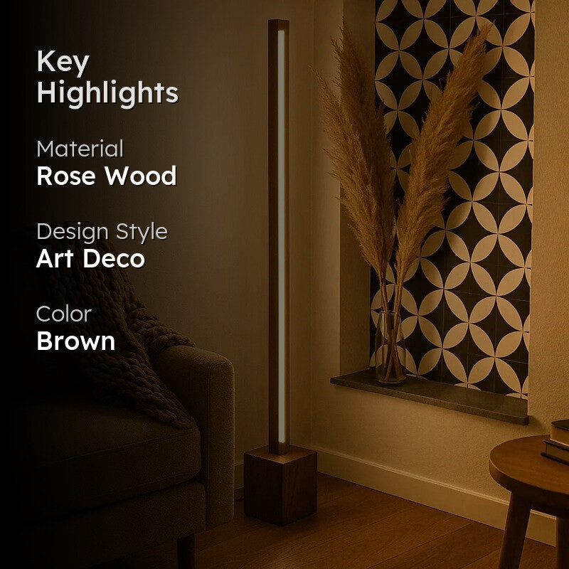 Slim Rose Wood LED Wooden Floor Lamp media 2