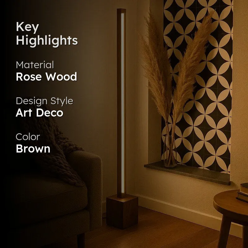 Slim Rose Wood LED Wooden Floor Lamp media 2