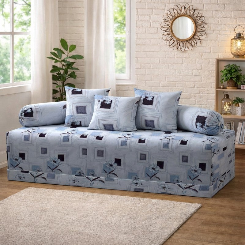 Axitra Printed Diwan Set - Six Piece Set