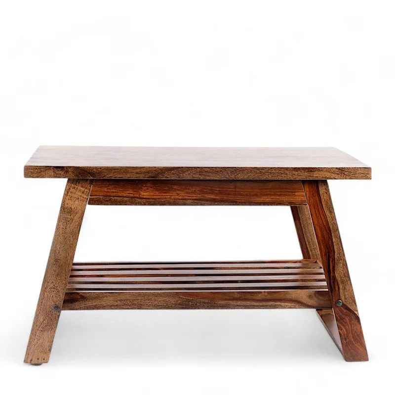 Axeron Sheesham Wooden Center Table - Light Brown media 4