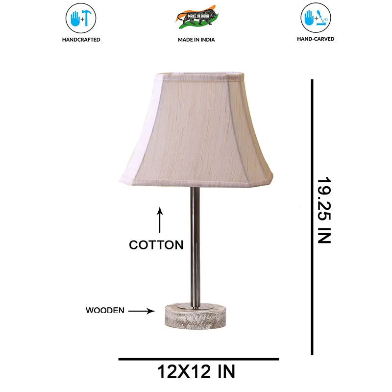Ceylon Rodin Wooden Table Lamp - OffWhite,Silver,White media 7