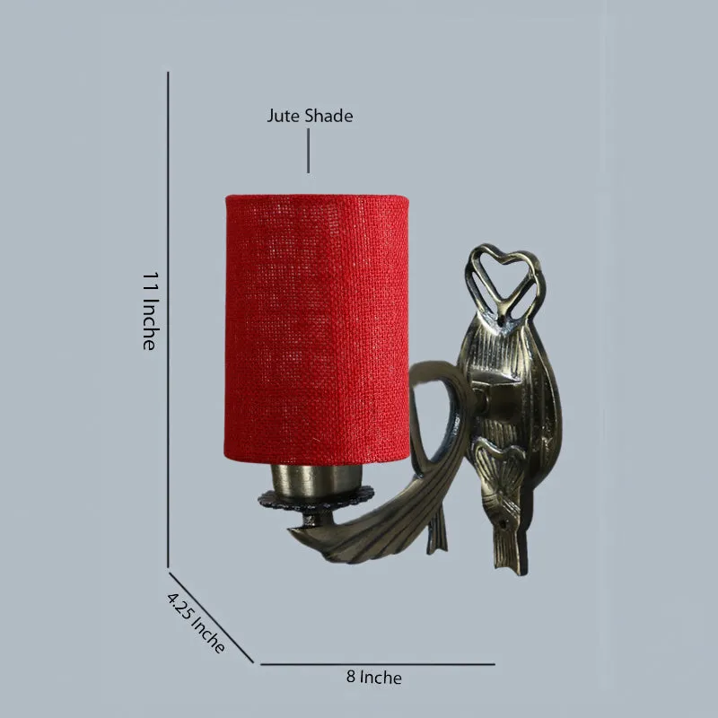 Love Gleam Atva Cylindrical Fabric & Metal Wall Lamp - Maroon media 5