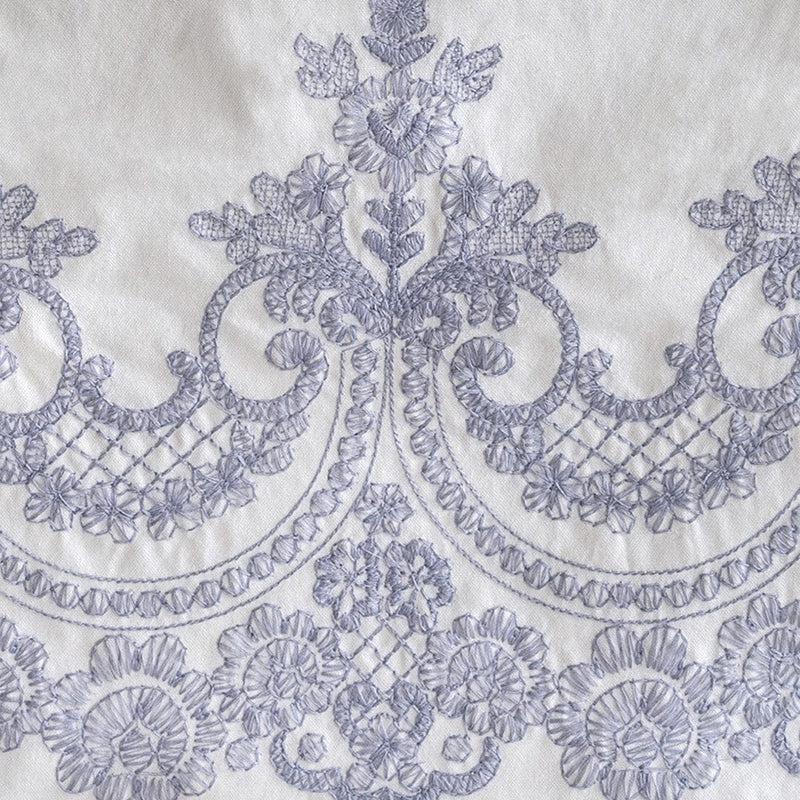 Threaded Blossom Embroidered Cotton Table Runner - Blue media 5