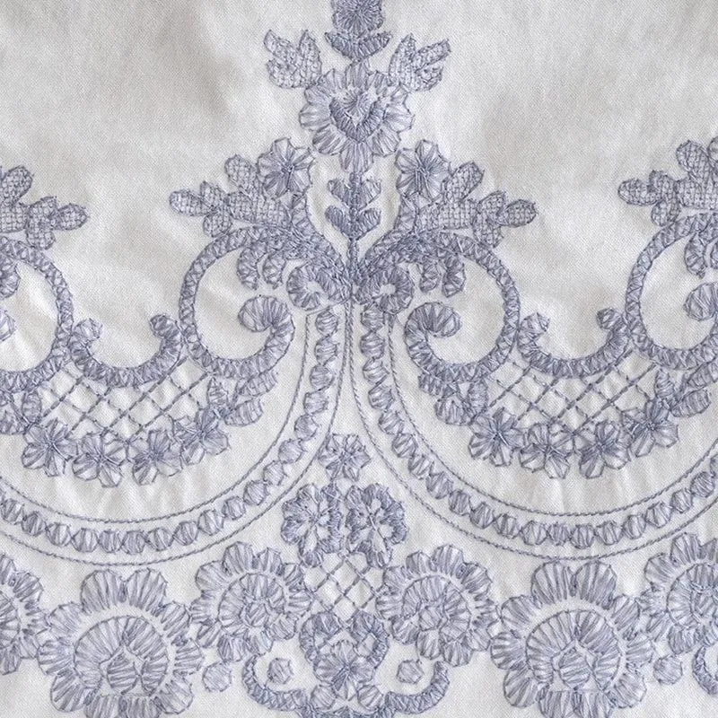 Threaded Blossom Embroidered Cotton Table Runner - Blue media 5