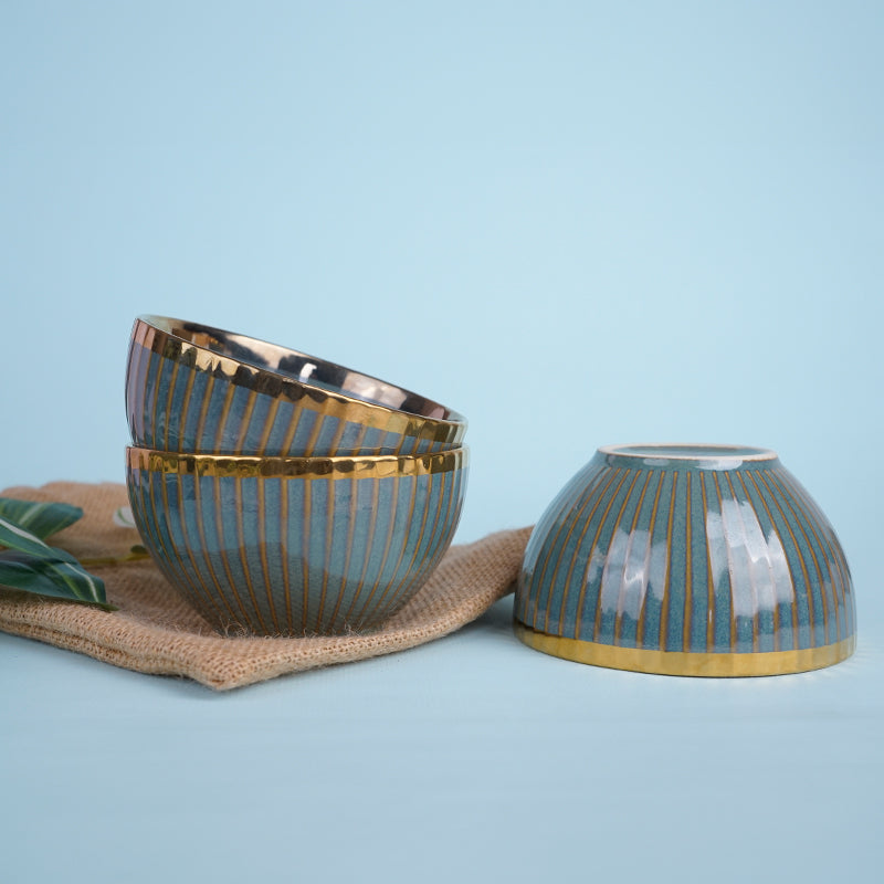 Amazo Green Gold Serving Bowl (300 ML) - Set Of Four media 3