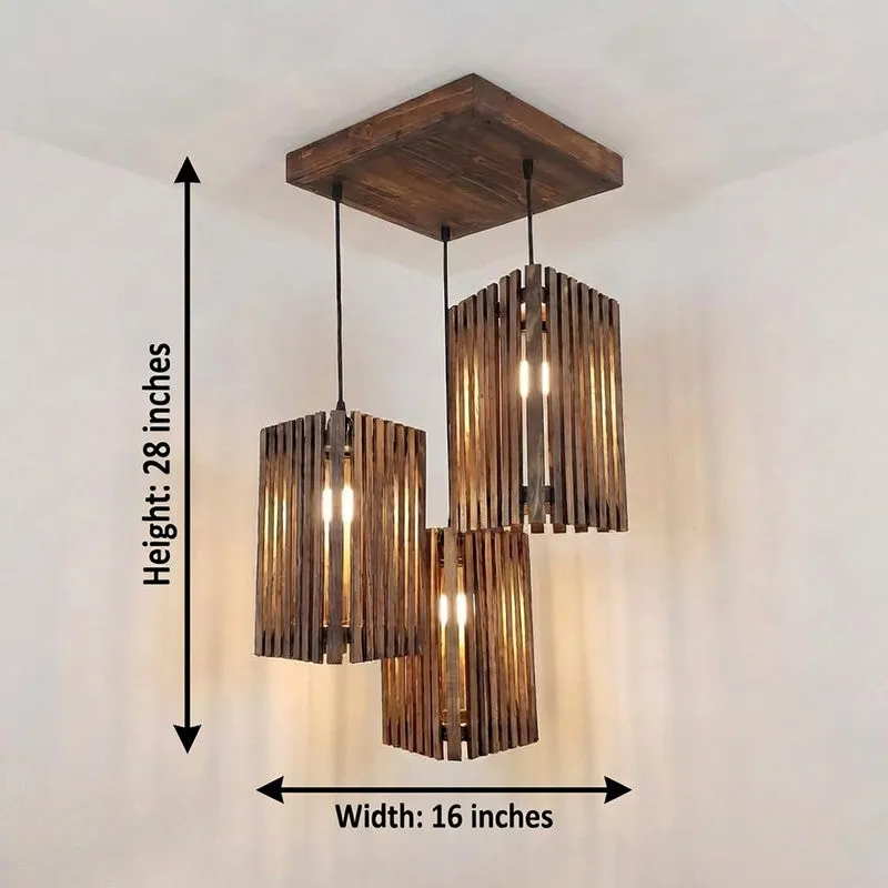 CageAura Illume Wooden Ceiling Lamp - Beige media 8