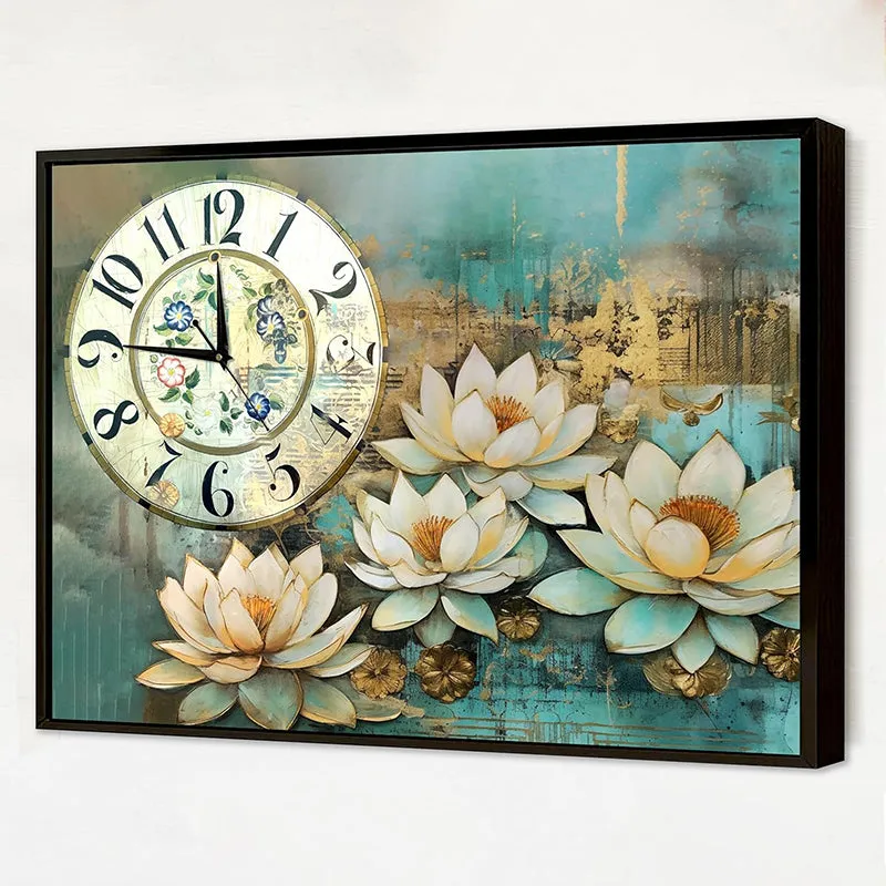 Time Of Flowers Wall Art With Clock media 4