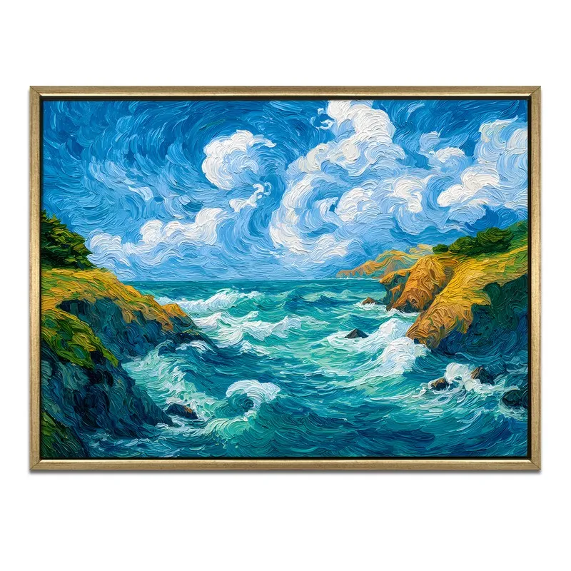 Lunar Seascape Canvas Wall Painting With Frame media 3