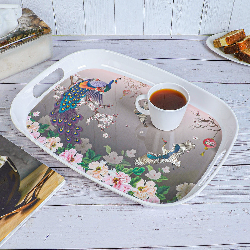Peacock Garden Melamine Serving Tray