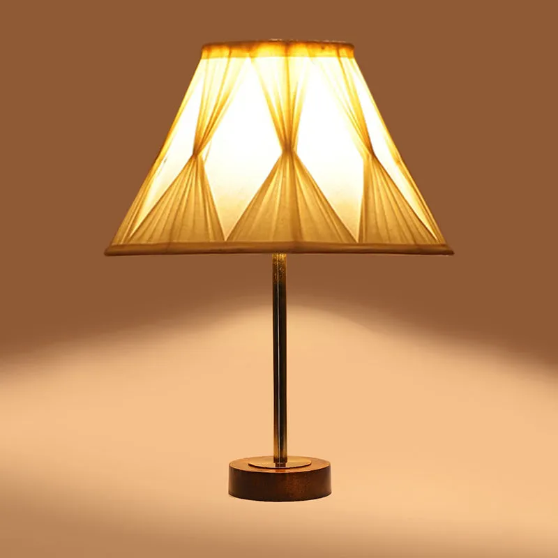 Pleatra Pinch Rodin Wooden Table Lamp - Ivory,Gold,Brown media 6