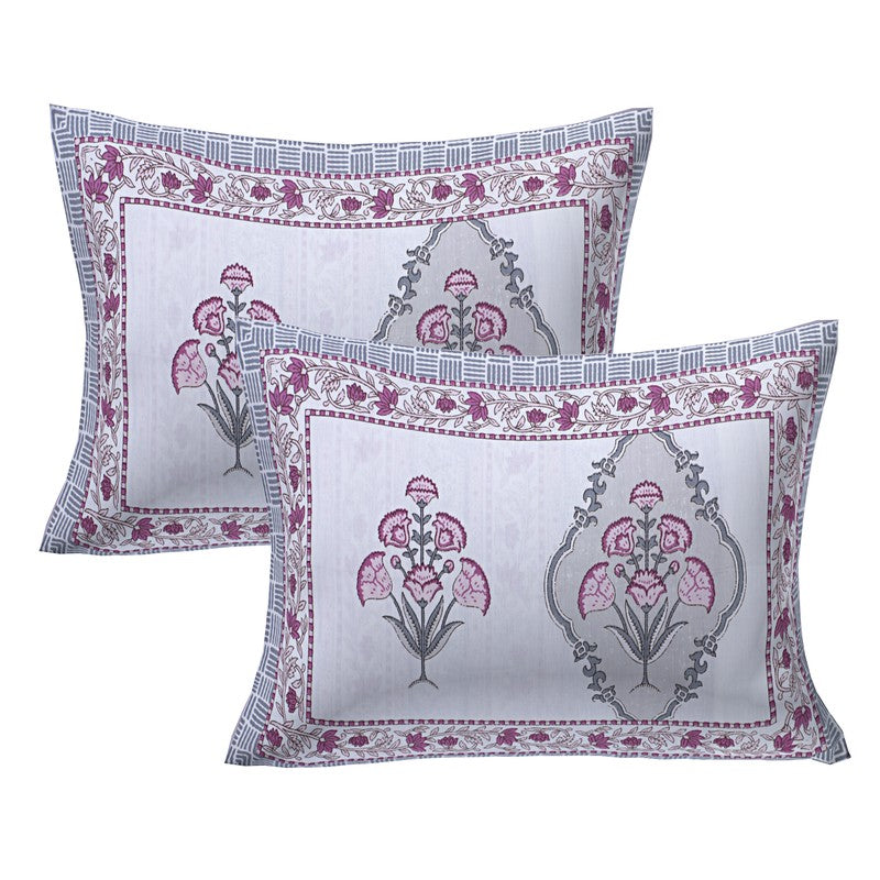 ParamparaBloom Handblock Printed Cotton Bedsheet (Pink) - 400 TC media 5