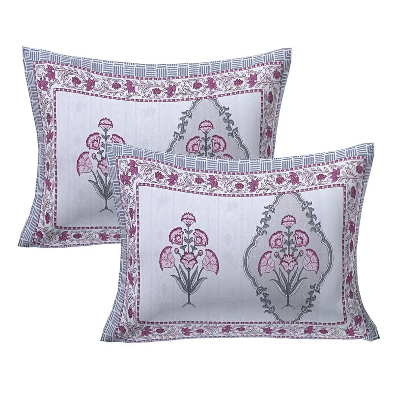 ParamparaBloom Handblock Printed Cotton Bedsheet (Pink) - 400 TC media 5