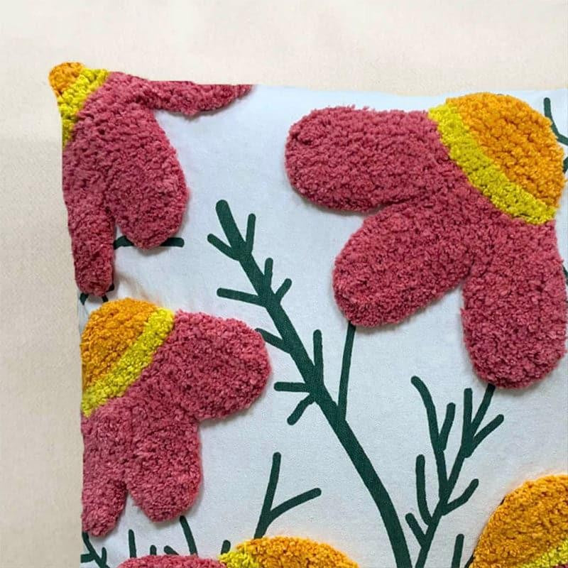 Zinnia Bloom Tufted Cushion Cover media 3
