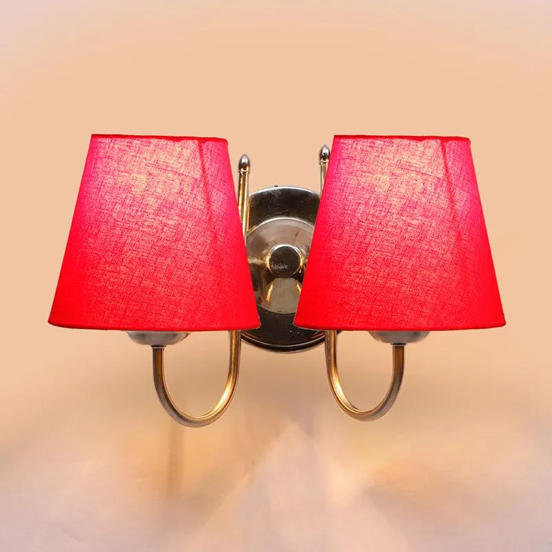 Veda Duo Conical Fabric & Metal Wall Lamp - Red media 3