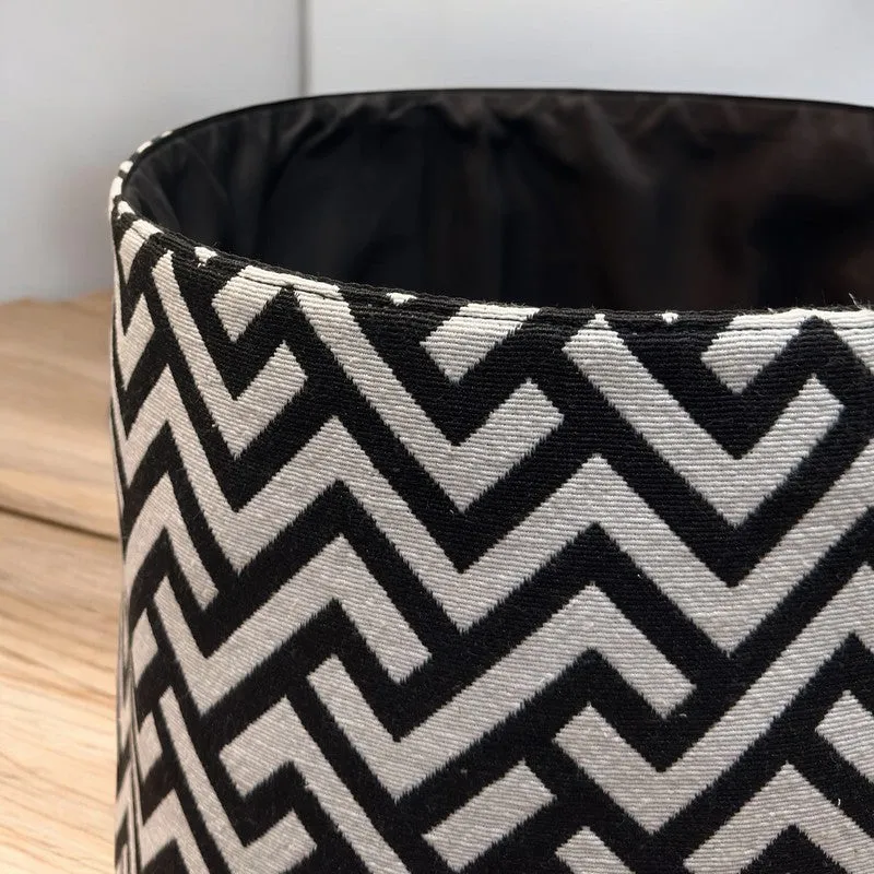 Waveza Zigzag Cotton Laundry Basket - Black & White media 7