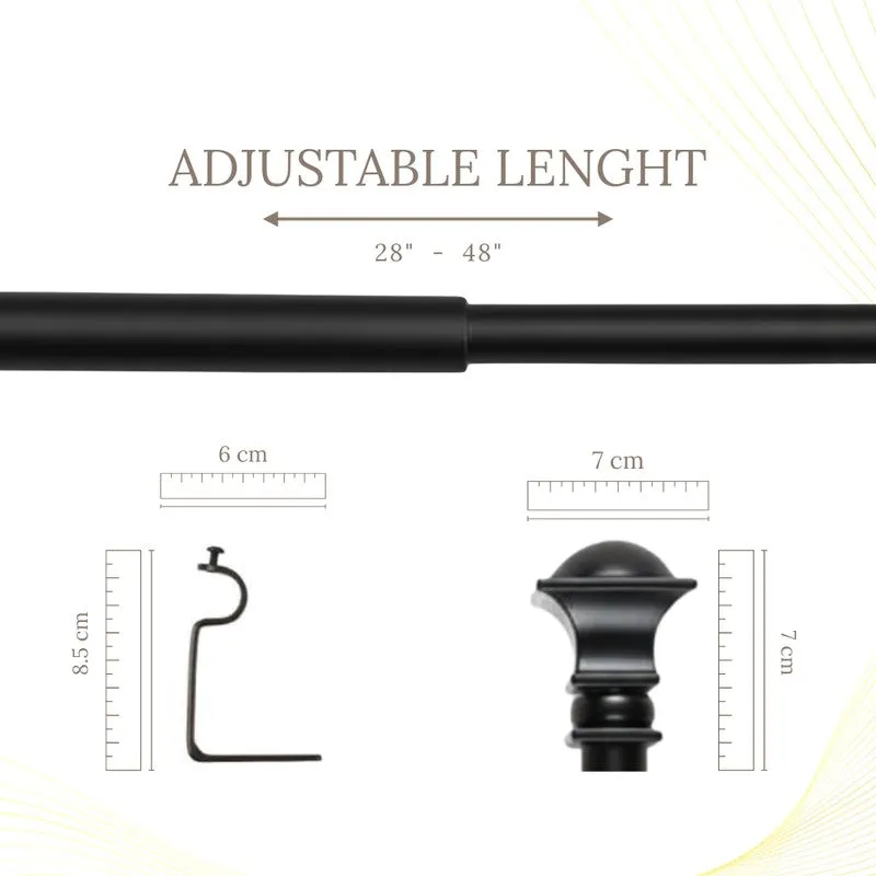 Cubera Extendable 1" Single Curtain Rod With Urn Finial & Brackets media 4
