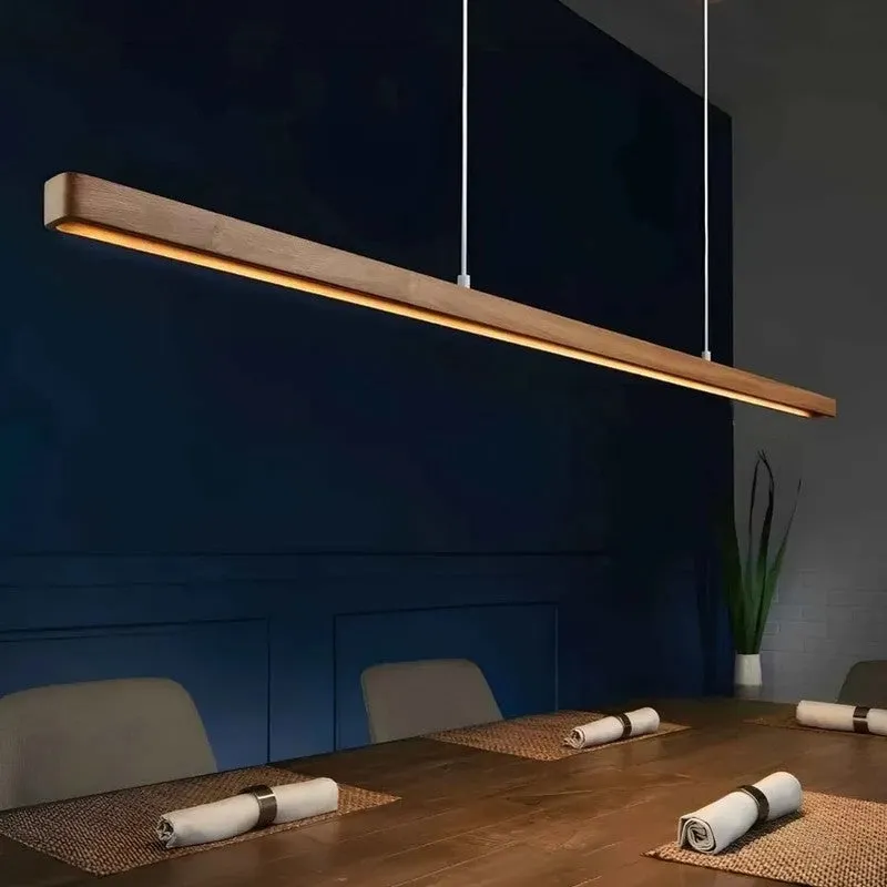 Slim LED Bar Teak Wood Ceiling Lamp media 3