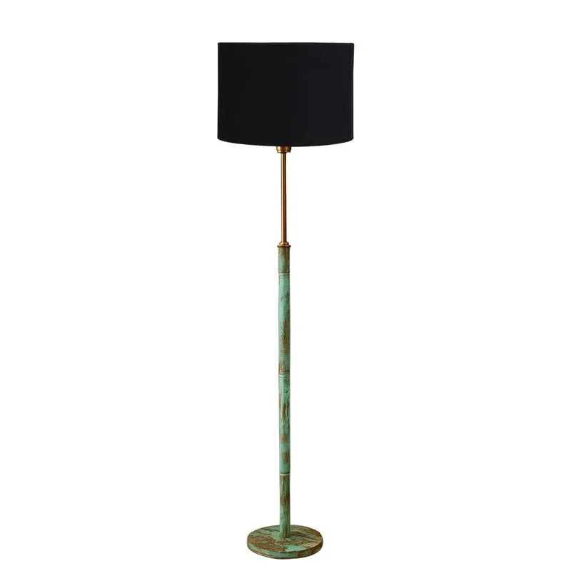 Amber Glow Wooden Floor Lamp - Black media 5