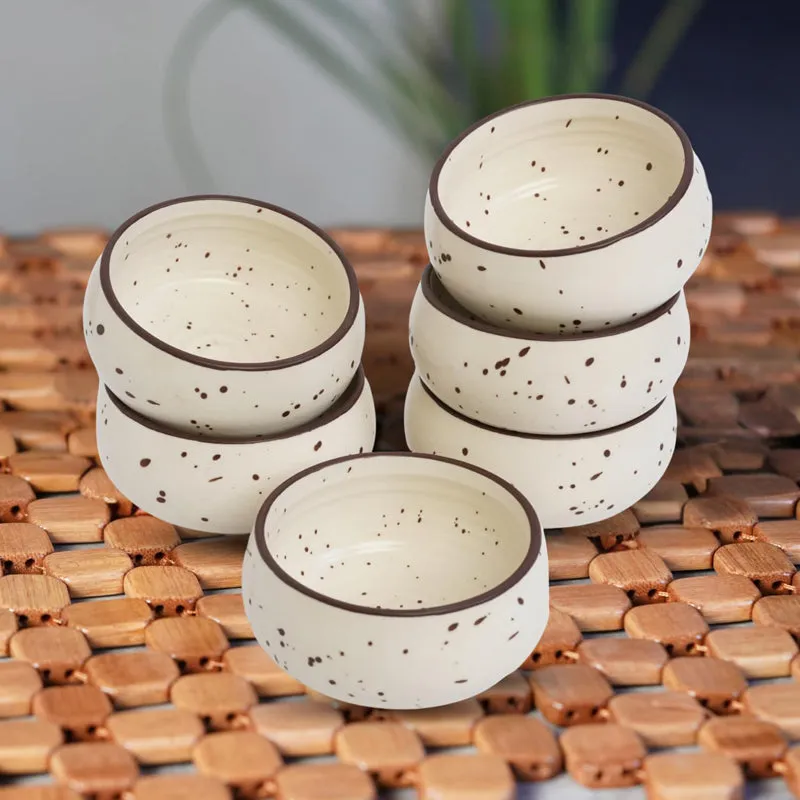 Cera Specks Snack Bowl (Brown, Ivory) - Set Of Six media 3