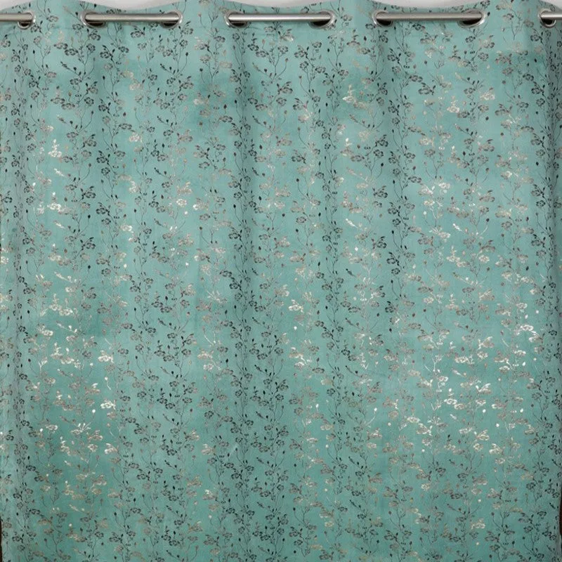 Glow Touch Printed Velvet Curtains (Sage Green,Gold) - Set Of Two media 5