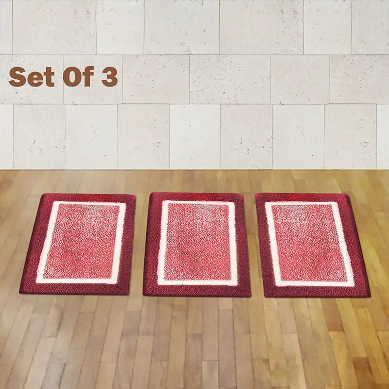Luxe Anti Skid Bath Mat (Maroon) - Set Of Three media 1
