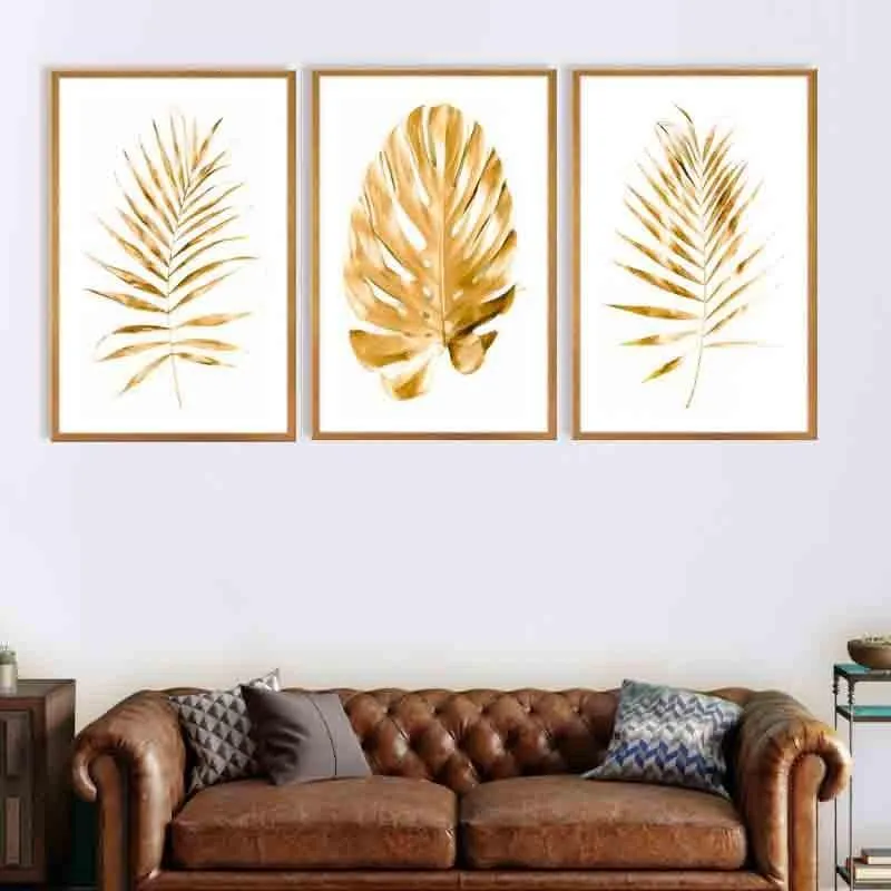 Gold Bay Framed Poly Canvas Wall Art - Set Of Three media 1