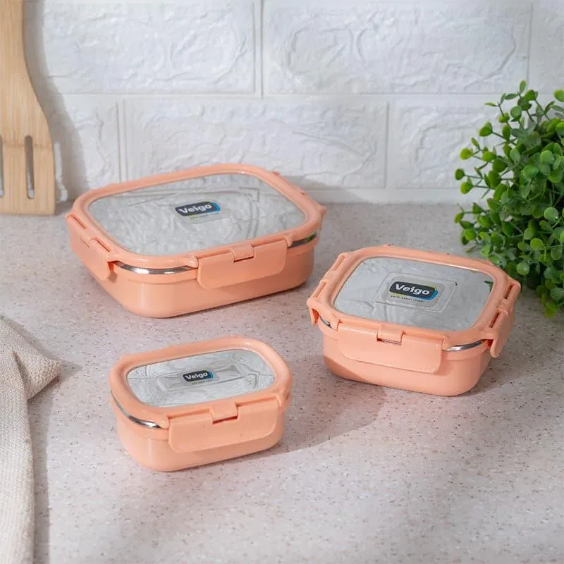 Vault Microwave Safe Lunch Box Peach (575/300/150 mL) - Three Piece Set media 1