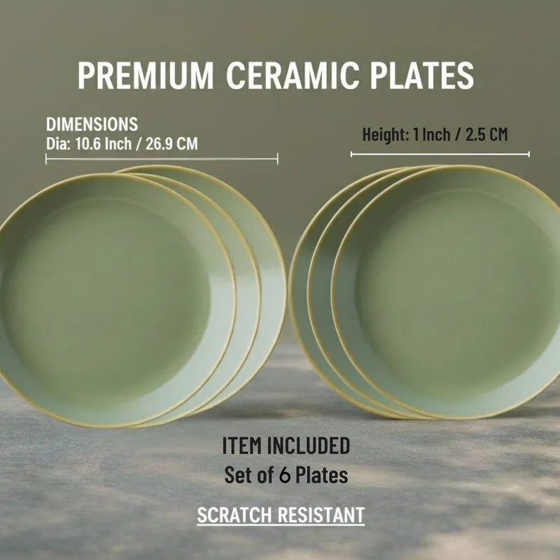 Ceramic Dinner Plates (Green) - Set of Six media 9