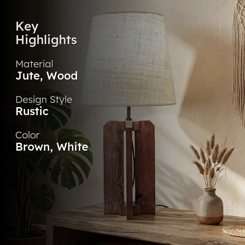 Ilyria Jute & Wood Table Lamp - Brown media 2