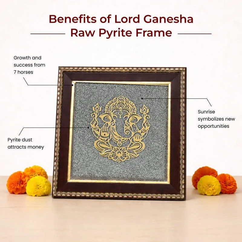 Sri Ganesh Pyrite & Wood Wall Art media 5