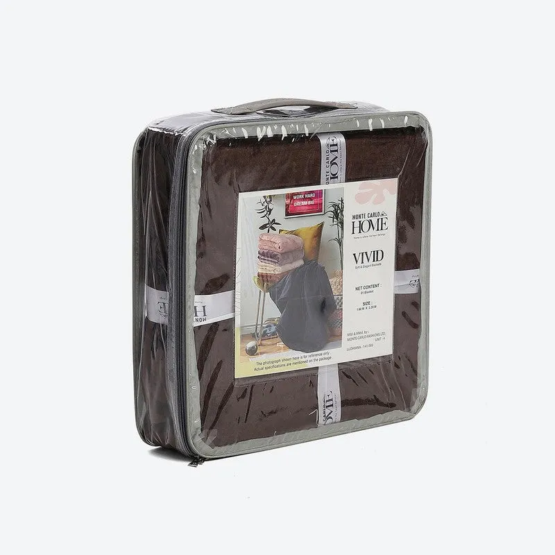 Monte Carlo Luxora Solid Polyester Blanket (Coffee) - 300 GSM media 7
