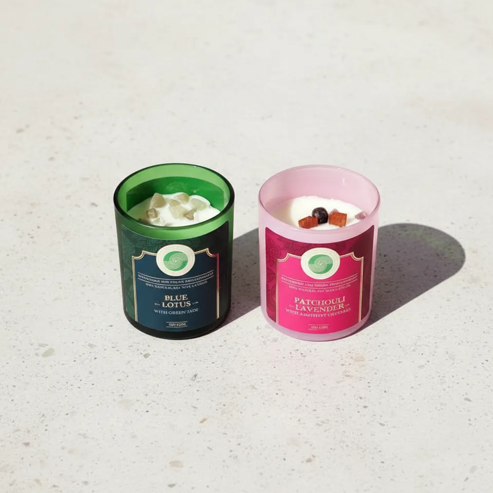 ElysiumBlue Lotus and Patchouli Lavender Scented Candle - Set Of Two media 1