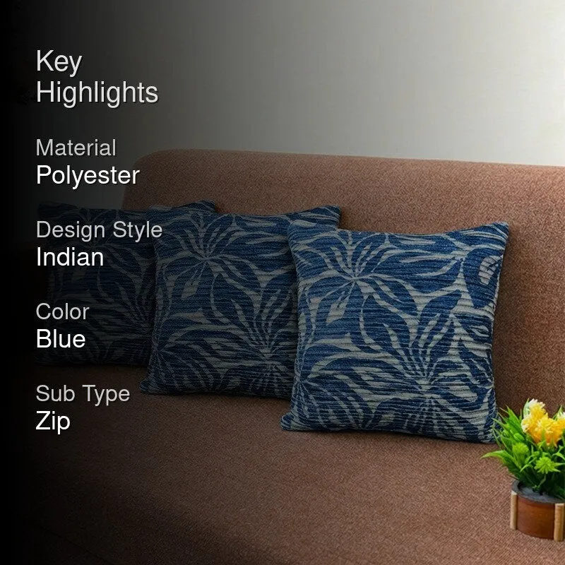 PetalReverie Cushion Cover (Blue) - Set Of Three media 2