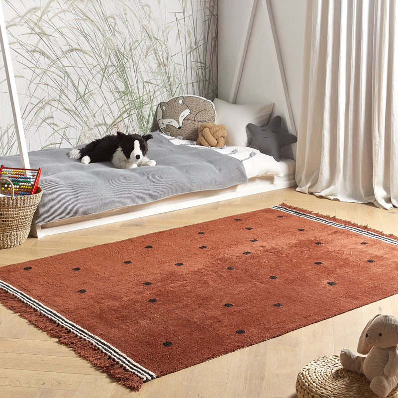 Polka Drops Tufted Cotton Area Rug - Brown media 3