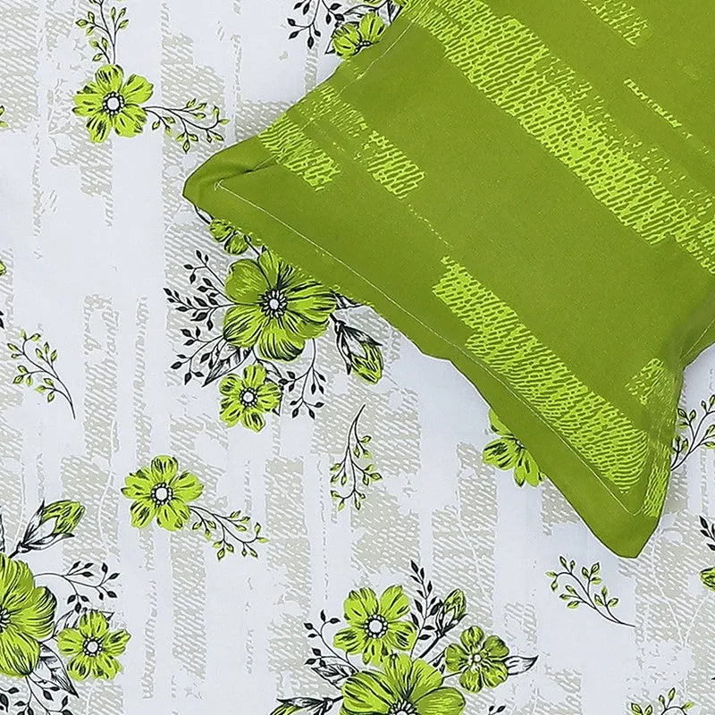 Monte Carlo Bloom Bliss I Cotton Bedsheet (Green,White) - 104 TC media 6