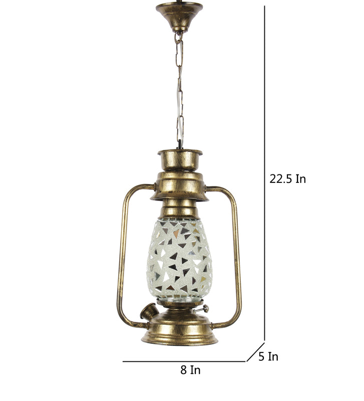Dvija Mosaic Lantern Glass Ceiling Lamp - Gold media 4