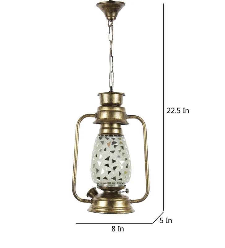Dvija Mosaic Lantern Glass Ceiling Lamp - Gold media 4