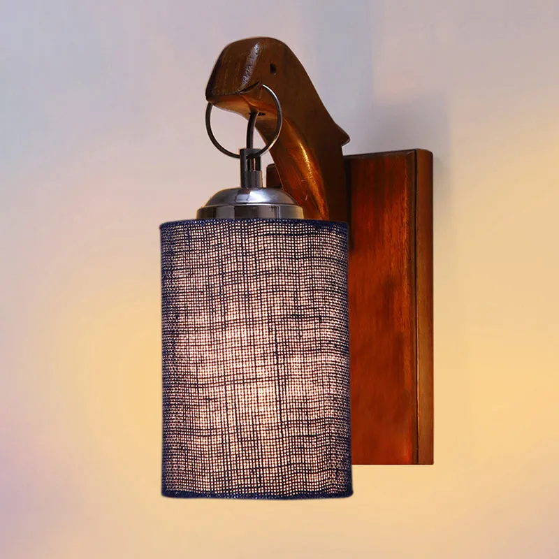 Estrella Jute & Wooden Wall Lamp - Blue media 4