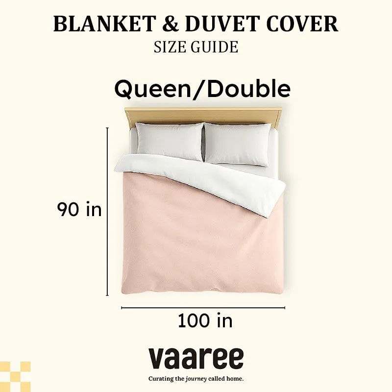 Queen/Double duvet cover size guide showing a 90 by 100 inch bed cover