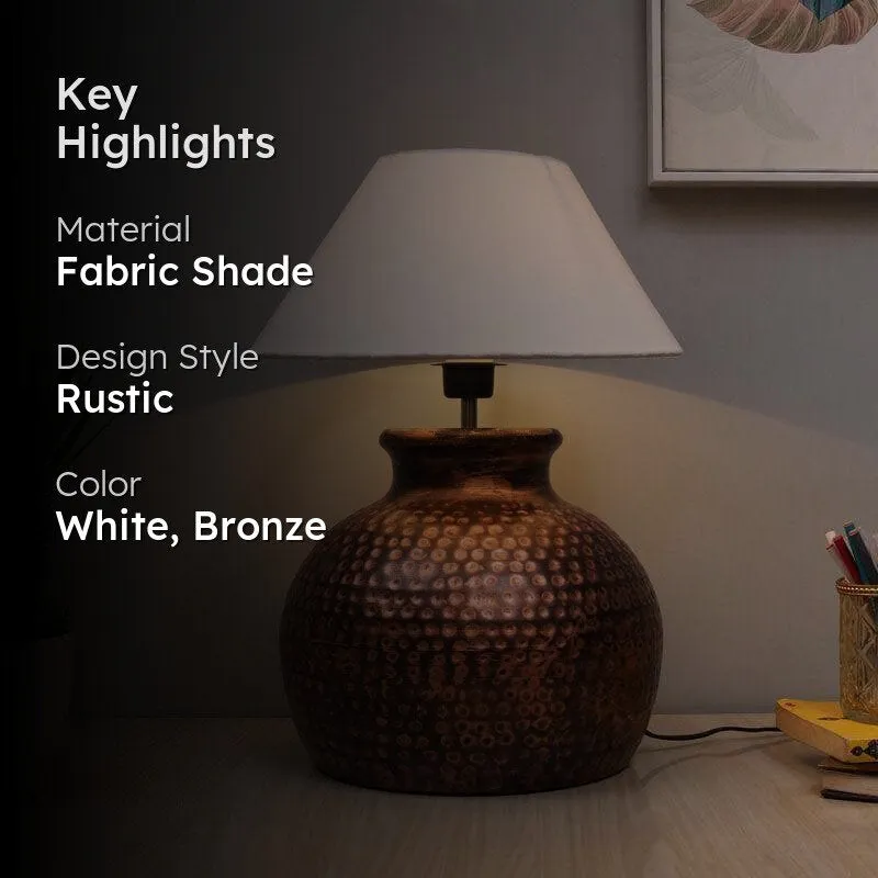 Ditsa Fabric Table Lamp - White,Bronze media 2