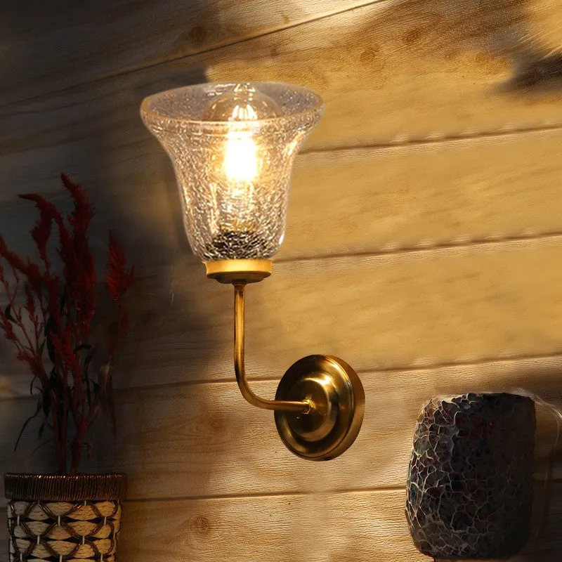 Warm Glow Golden Base Glass Wall Lamp media 5