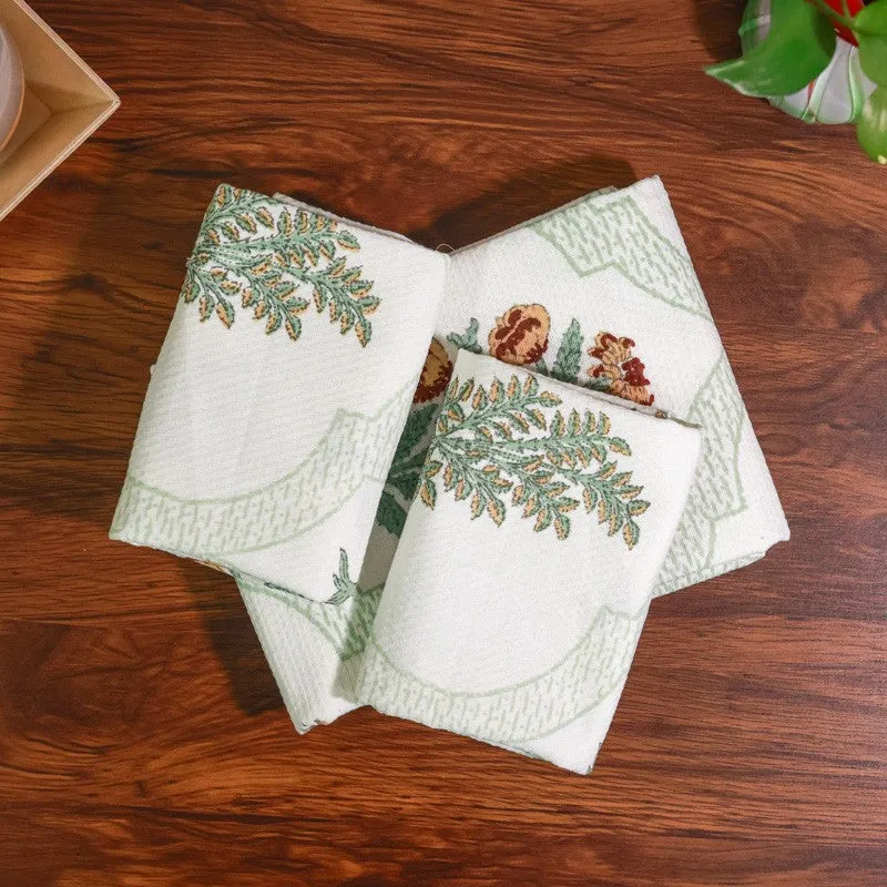 Flora Drift Cotton Towels (Green) - Three Piece Set media 1